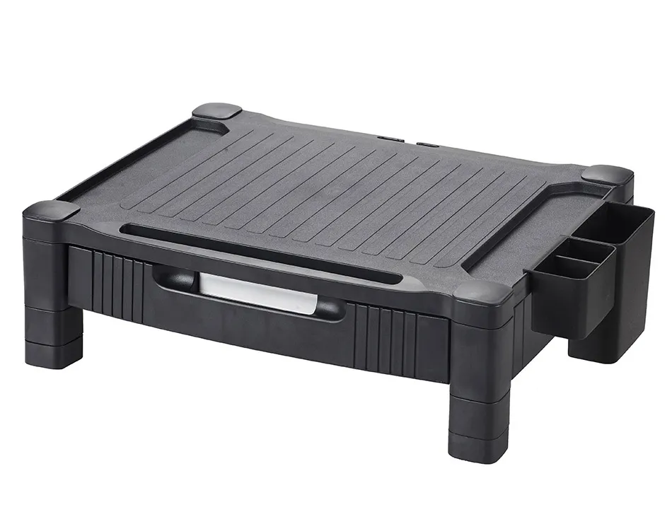 Support q-connect pour moniteur/imprimante hauteur reglable 10,3cm a 13,3cm avec tiroir 434x336x133mm coloris