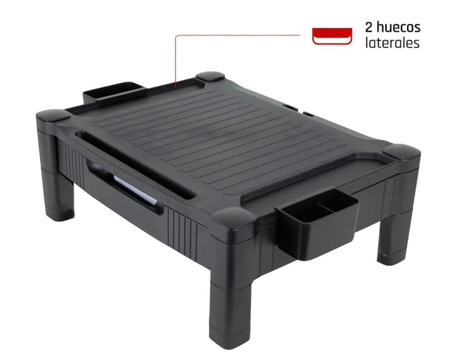 Support q-connect pour moniteur/imprimante hauteur reglable 10,3cm a 13,3cm avec tiroir 434x336x133mm coloris