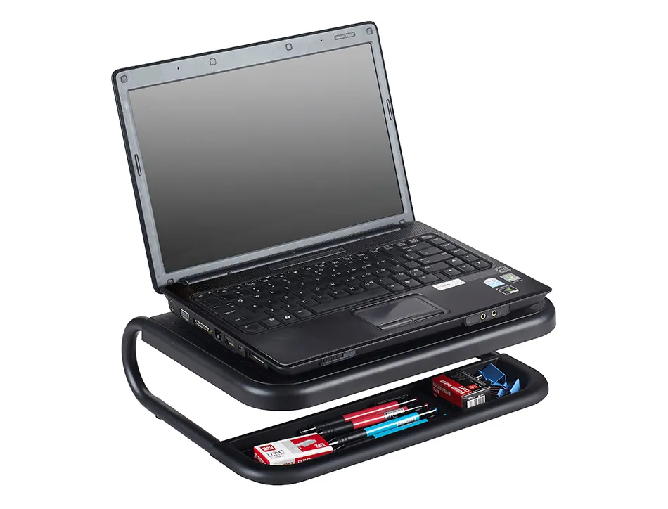 Support q-connect pour ordinateur portable et moniteur pc avec plateau d'organisation 380x295x110mm