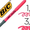 Surligneur bic grip caoutchouc pointe biseautée coloris rose