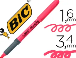 Surligneur bic grip caoutchouc pointe biseautée coloris rose