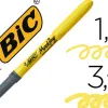 Surligneur bic grip caoutchouc pointe biseautée coloris jaune