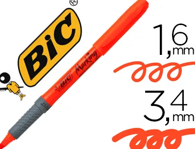 Surligneur bic grip caoutchouc pointe biseautée coloris orange