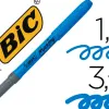 Surligneur bic grip caoutchouc pointe biseautée coloris bleu