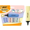 Surligneur bic highlighter plat pointe biseautee coloris pastel assortis pochette 6 unites