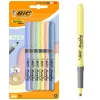 Surligneur bic highlighter grip pointe biseautee coloris pastel assortis pochette 6 unites