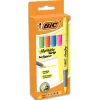 Surligneur bic highlighter grip caoutchouc pointe moyenne biseautee pochette 5 unites jaune bleu vert orange