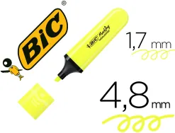 Surligneur bic tank marking highlighter sechage rapide pointe biseautee coloris jaune