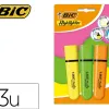Surligneur bic tank marking highlighter sechage rapide pointe biseautee coloris assortis set 3 unites