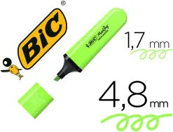 Surligneur bic tank marking highlighter sechage rapide pointe biseautee coloris vert