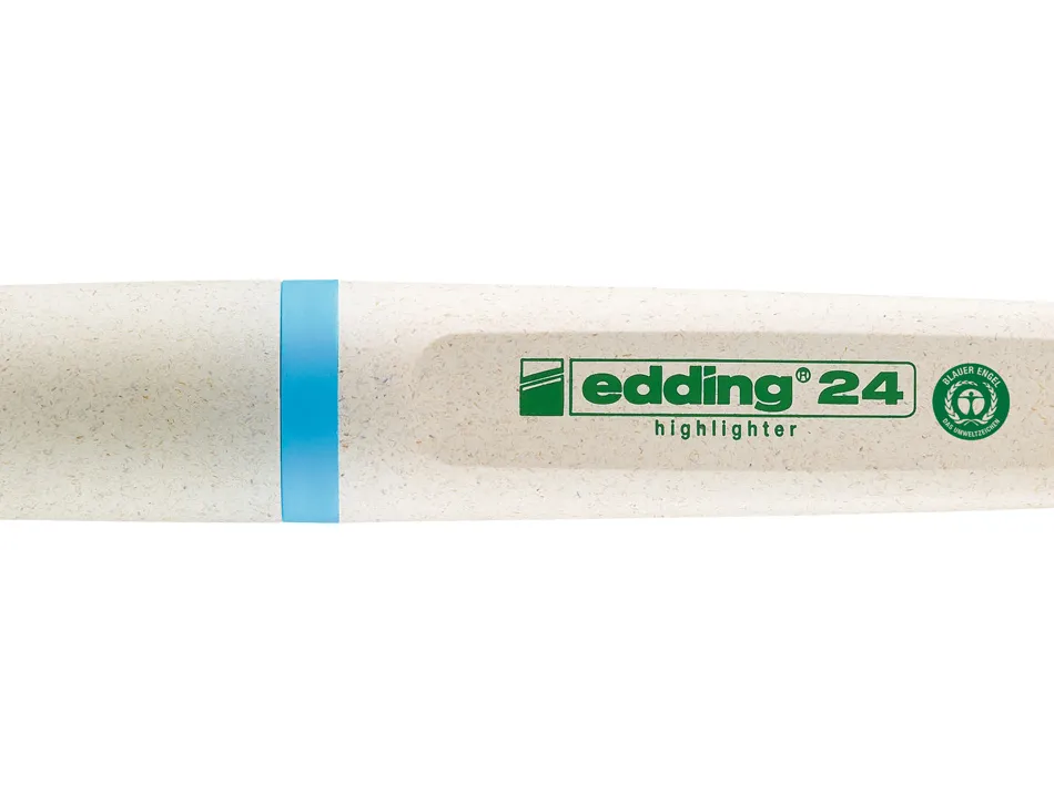 Surligneur edding 24 ecoline rechargeable pointe biseautee trace 2/5mm encre base eau coloris bleu clair