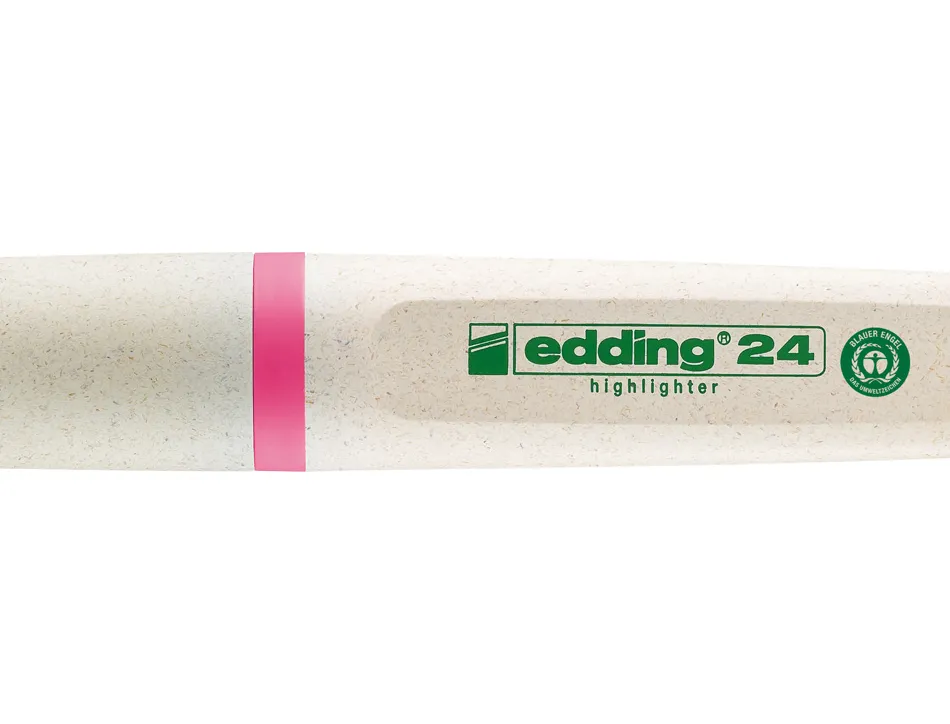 Surligneur edding 24 ecoline rechargeable pointe biseautee trace 2/5mm encre base eau coloris rose