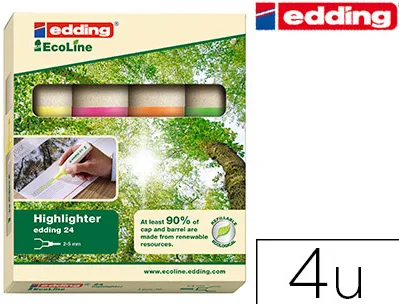 Surligneur edding ecoline pochette 4 unités