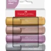 Surligneur faber-castell textliner tl46 metallic pointe biseautee trait 1/5mm coloris assortis etui 4