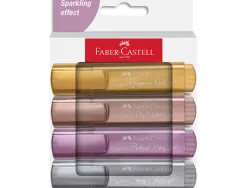 Surligneur faber-castell textliner tl46 metallic pointe biseautee trait 1/5mm coloris assortis etui 4