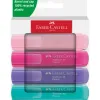 Surligneur faber-castell textliner tl46 pastel pointe biseautee trait 1/5mm coloris assortis etui 4 unites