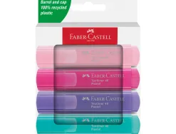 Surligneur faber-castell textliner tl46 pastel pointe biseautee trait 1/5mm coloris assortis etui 4 unites