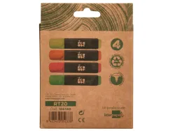 Surligneur liderpapel ecouse fluorescent fabrique 68% plastique recycle boite de 4 un coloris assortis