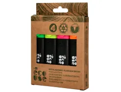 Surligneur liderpapel ecouse fluorescent fabrique 68% plastique recycle boite de 4 un coloris assortis