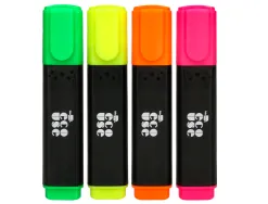 Surligneur liderpapel ecouse fluorescent fabrique 68% plastique recycle boite de 4 un coloris assortis