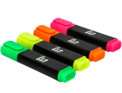 Surligneur liderpapel ecouse fluorescent fabrique 68% plastique recycle boite de 4 un coloris assortis