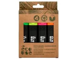 Surligneur liderpapel ecouse fluorescent fabrique 68% plastique recycle boite de 4 un coloris assortis