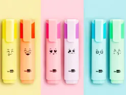 Surligneur liderpapel fluorescent pointe biseaute etui de 6 un coloris pastel assortis