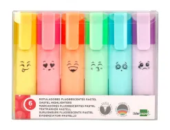 Surligneur liderpapel fluorescent pointe biseaute etui de 6 un coloris pastel assortis