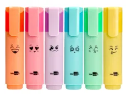 Surligneur liderpapel fluorescent pointe biseaute etui de 6 un coloris pastel assortis