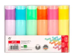 Surligneur liderpapel fluorescent pointe biseaute etui de 6 un coloris pastel assortis