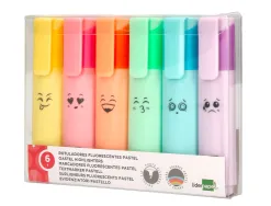Surligneur liderpapel fluorescent pointe biseaute etui de 6 un coloris pastel assortis
