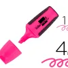 Surligneur liderpapel fluorescent mini tracé 1/4mm pointe biseautée grip caoutchouc coloris rose