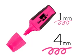 Surligneur liderpapel fluorescent mini tracé 1/4mm pointe biseautée grip caoutchouc coloris rose