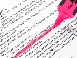 Surligneur liderpapel fluorescent mini tracé 1/4mm pointe biseautée grip caoutchouc coloris rose