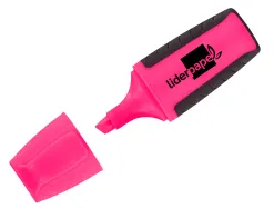 Surligneur liderpapel fluorescent mini tracé 1/4mm pointe biseautée grip caoutchouc coloris rose