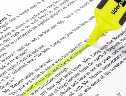Surligneur liderpapel fluorescent mini tracé 1/4mm pointe biseautée grip caoutchouc coloris jaune