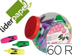 Surligneur liderpapel fluorescent mini trace 1/4mm pointe biseaute grip caoutchouc pot 60un assorties