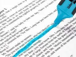 Surligneur liderpapel fluorescent mini tracé 1/4mm pointe biseautée grip caoutchouc coloris bleu