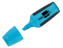 Surligneur liderpapel fluorescent mini tracé 1/4mm pointe biseautée grip caoutchouc coloris bleu