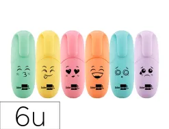 Surligneur liderpapel fluorescent mini tracé 1/4mm pointe biseautée coloris assortis pastel blister 6u