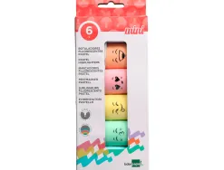 Surligneur liderpapel fluorescent mini tracé 1/4mm pointe biseautée coloris assortis pastel blister 6u