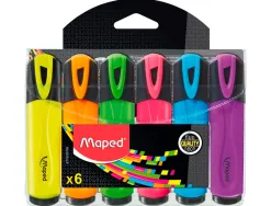 Surligneur maped fluo'peps fluorescent classic couleurs assorties pochette de 6