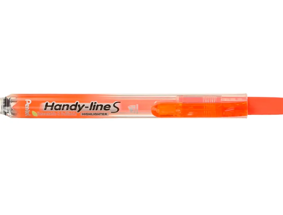 Surligneur pentel handy line s rétractable rechargeable pointe biseautée 1/3.6mm corps fin encre orange