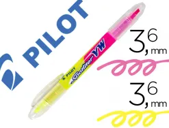 Surligneur pilot begreen spotliter vw double pointe biseautee trait 3,6mm coloris jaune et rose