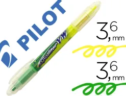 Surligneur pilot begreen spotliter vw double pointe biseautee trait 3,6mm coloris jaune et vert