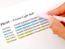 Surligneur pilot frixion light soft effacable pointe moyenne biseautee coloris pastel assortis pochette 6