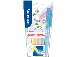 Surligneur pilot frixion light soft effacable pointe moyenne biseautee coloris pastel assortis pochette 6