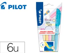 Surligneur pilot frixion light soft effacable pointe moyenne biseautee coloris pastel assortis pochette 6
