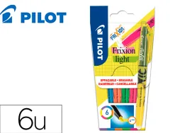 Surligneur pilot frixion light fluo natural pointe moyenne biseautee pochettes de 6 fluo assortis