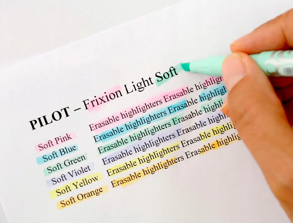 Surligneur pilot frixion light soft effacable pointe moyenne coloris jaune pastel